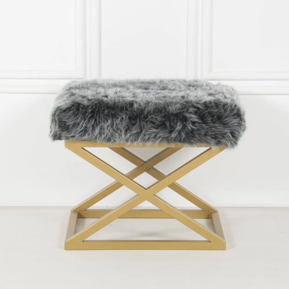 Tabure Capraz Plush Gold Grey