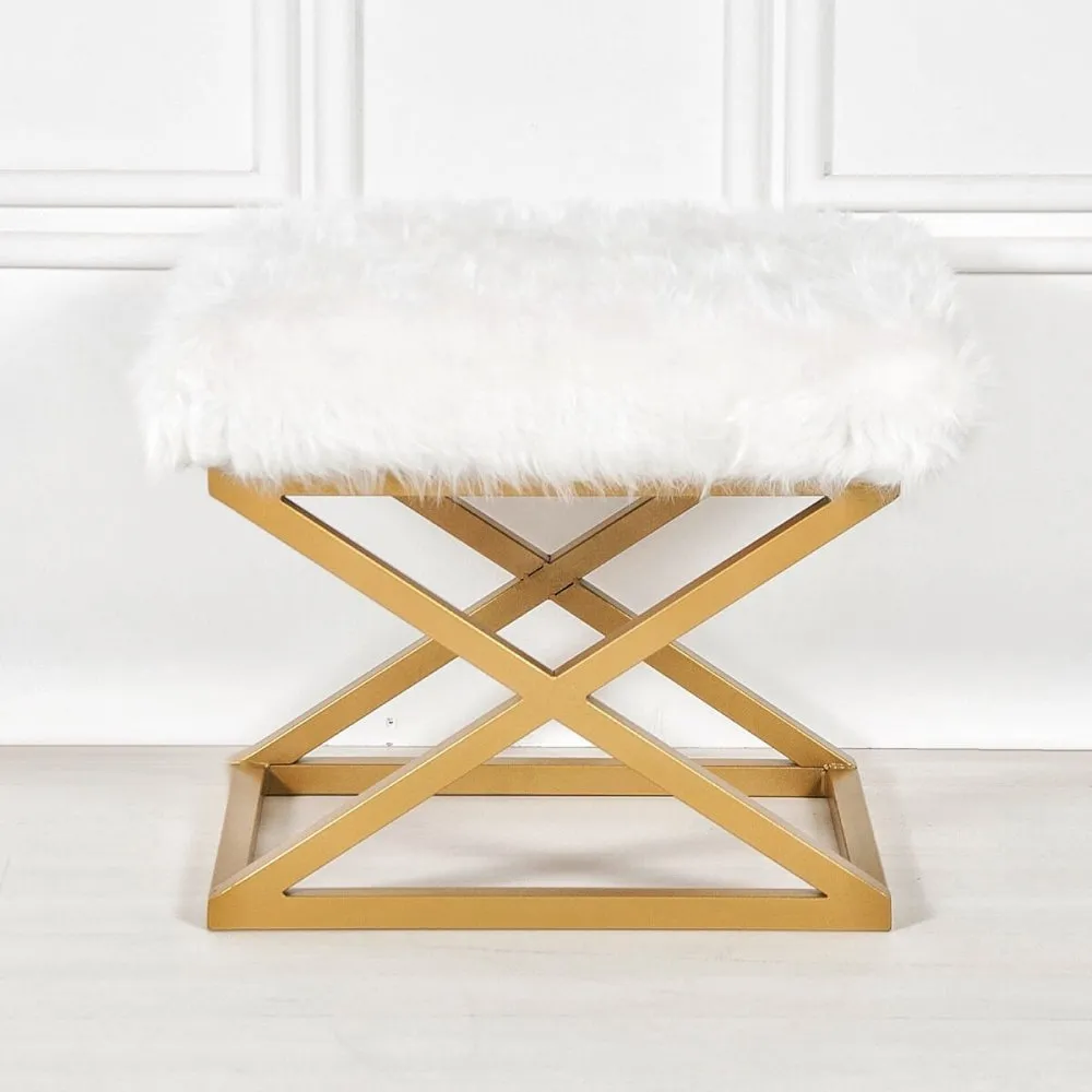 Tabure Capraz Plush Gold White