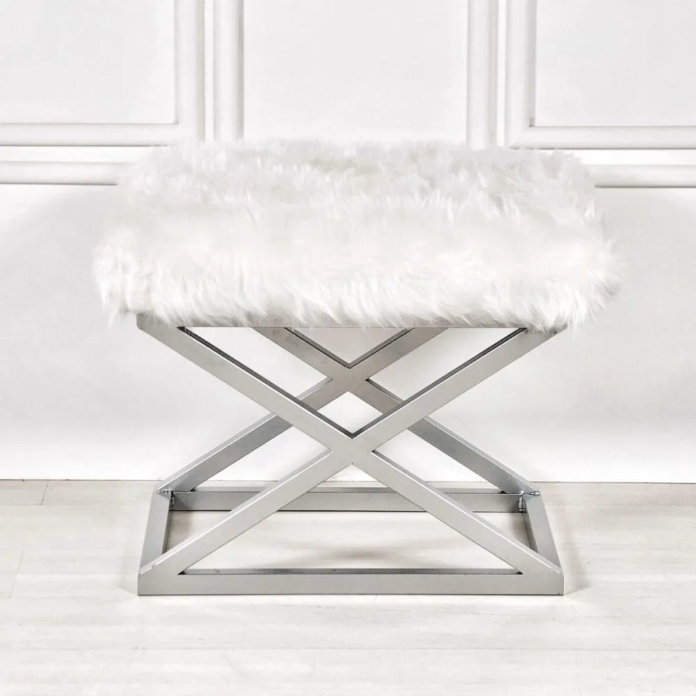 Tabure Capraz Plush Silver White