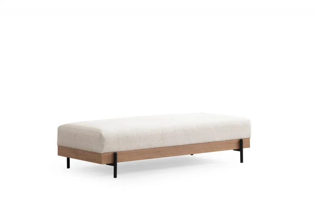Tabure Eti Oak Pouffe White