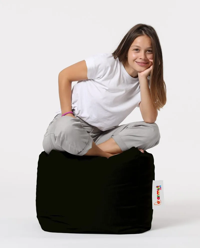 Tabure Square Pouf Black