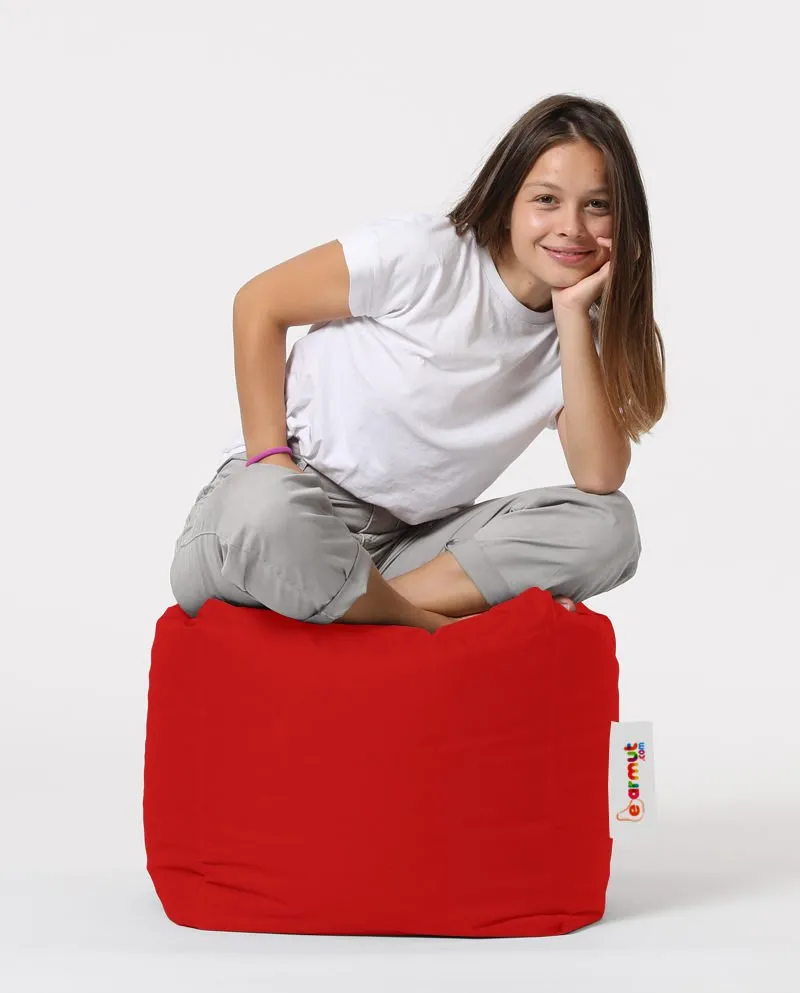 Tabure Square Pouf Red