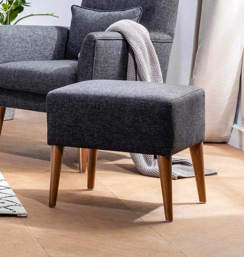 Tabure Zeni Puf Dark Grey