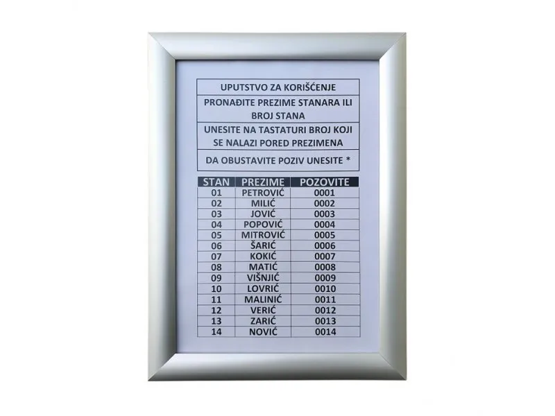 Ram za spisak stanara 875