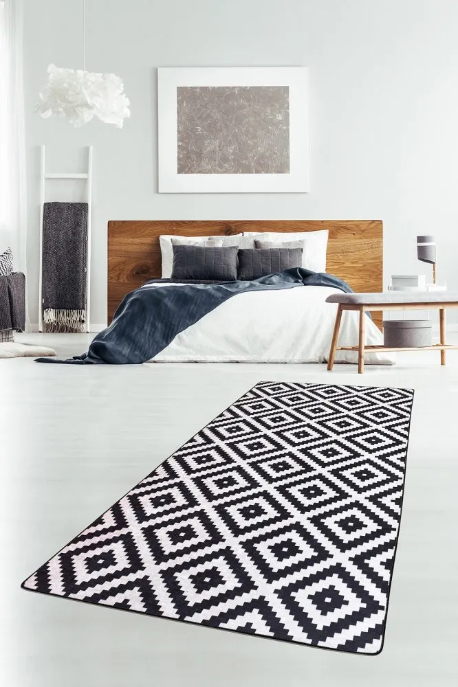 Tepih staza (80x200) Black - White Djt