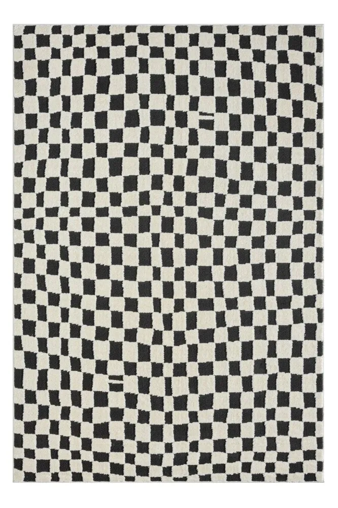 Tepih u crno - belim kockama Jung 7185 100 x 200 (614CCL2550)