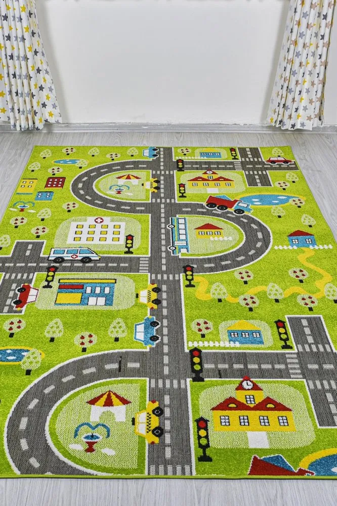 Tepih za decu u zelenoj boji Trafik 100 x 300 (952CCL2449)