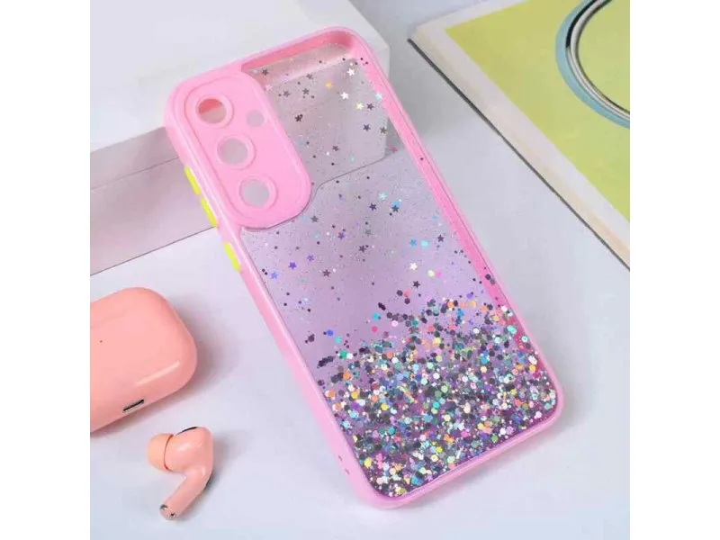 Maska Frame Glitter za Samsung A356B Galaxy A35 5G Roze