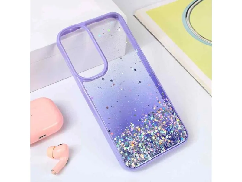 Maska Frame Glitter za Samsung A556B Galaxy A55 5G Ljubičasta