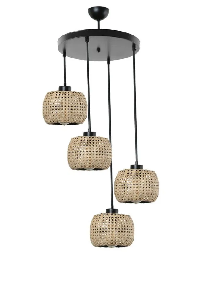 Tıger 4 Lu Tepsili Rattan Sarkıt luster