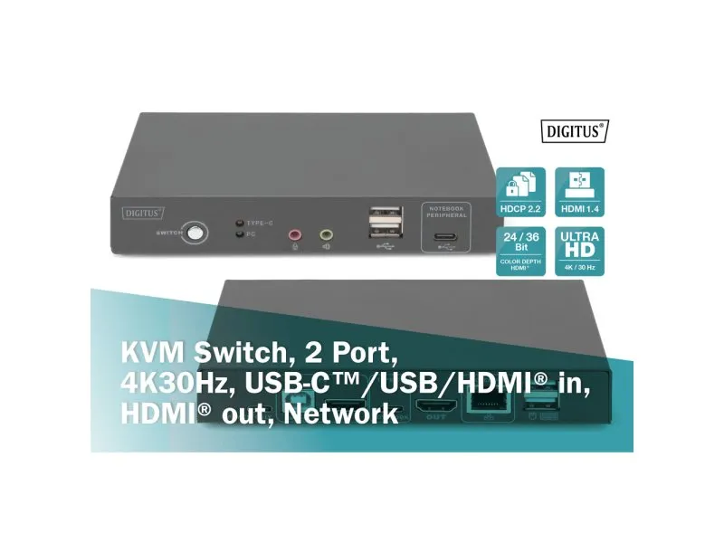 Tip C KVM 2 portni switch sa mrežnim pristupom