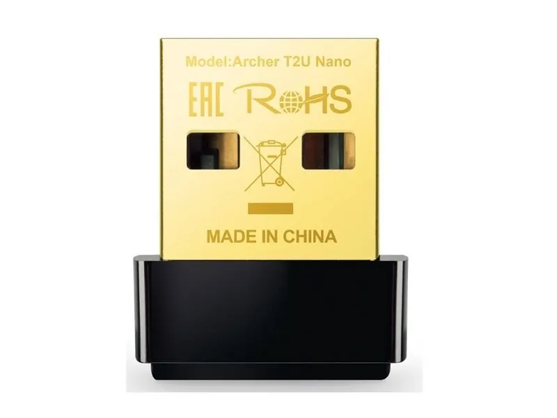 Wi-Fi USB Adapter 150Mbps/433Mbps(2.4GHz/5GHz) AC600 Dual-Band 802.11, WPA2/WPA (ARCHER T2U NANO)