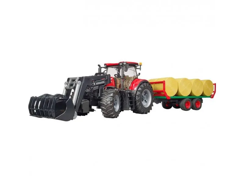 Traktor utovarivač sa prikolicom za bale