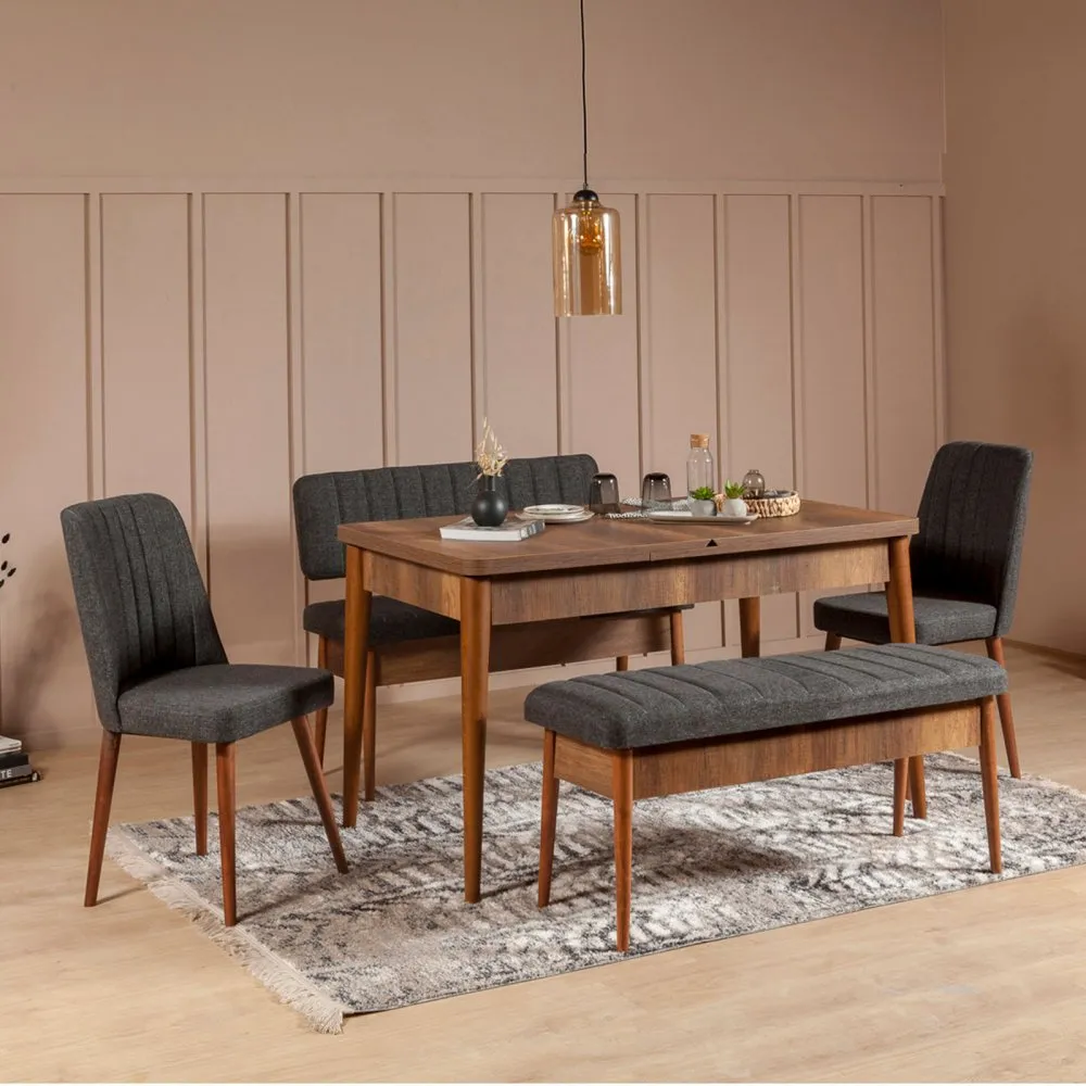Trpezarijski set Vina Walnut Anthracite