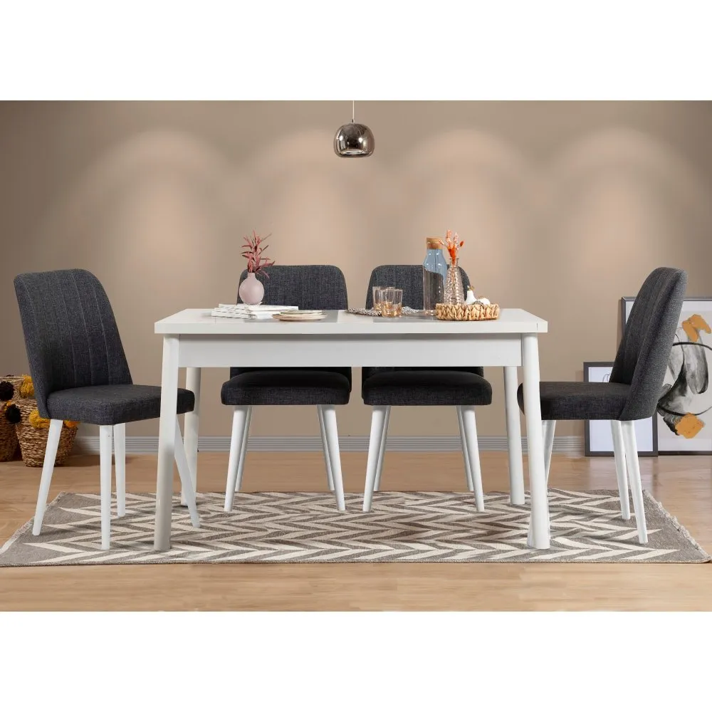 Trpezarijski sto i stolice Costa White Anthracite