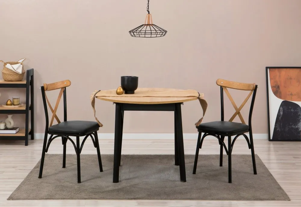 Trpezarijski sto i stolice Oliver Oak - Black