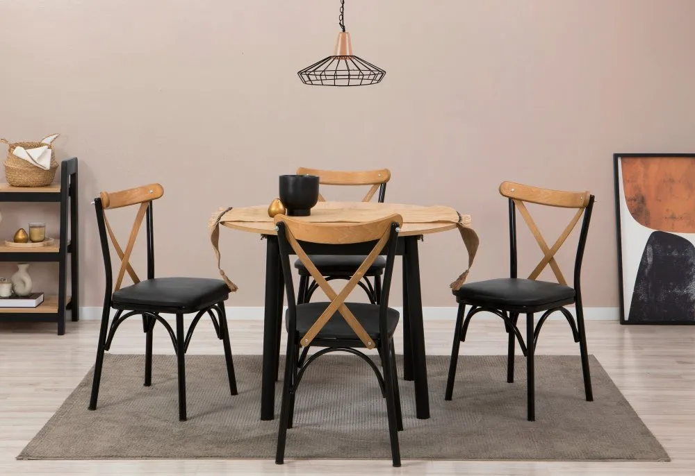 Trpezarijski sto i stolice Oliver Oak Black
