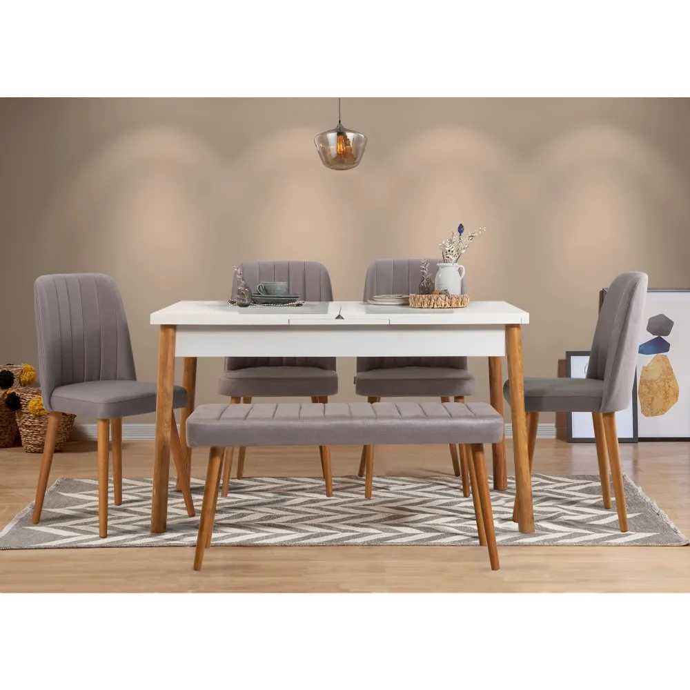 Trpezarijski sto i stolice Santiago Atlantic White Grey