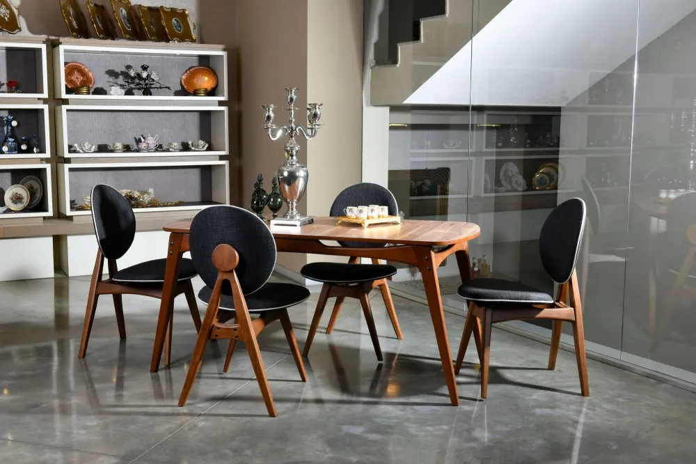 Trpezarijski sto i stolice Touch Wooden Anthracite