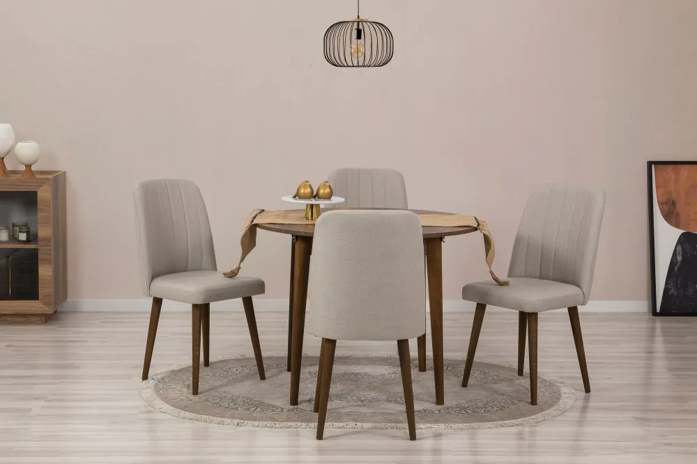 Trpezarijski sto i stolice Vina 1005 Walnut Cream
