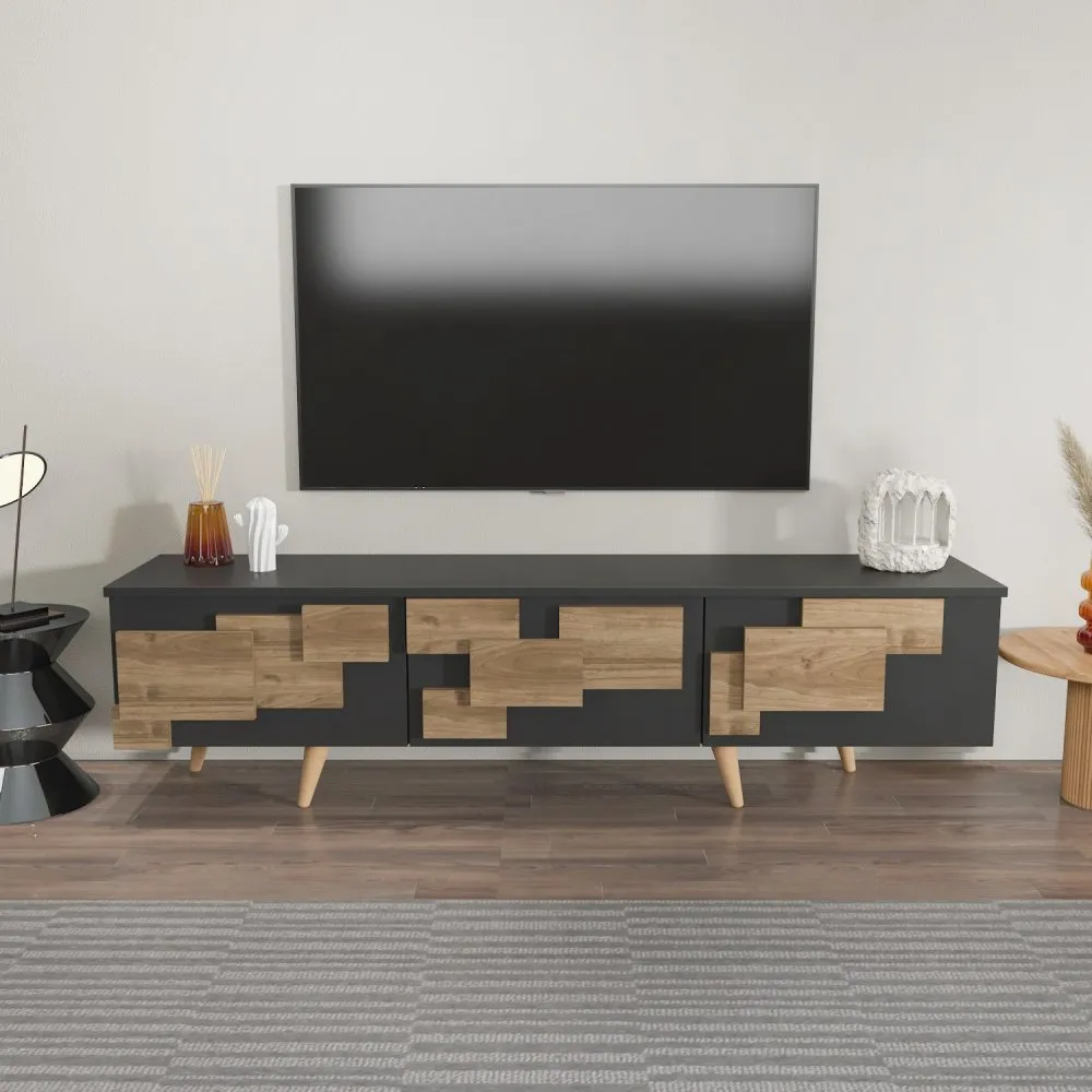 TV polica 3 D Anthracite Walnut