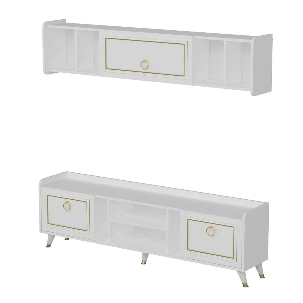 TV polica Alya White Gold