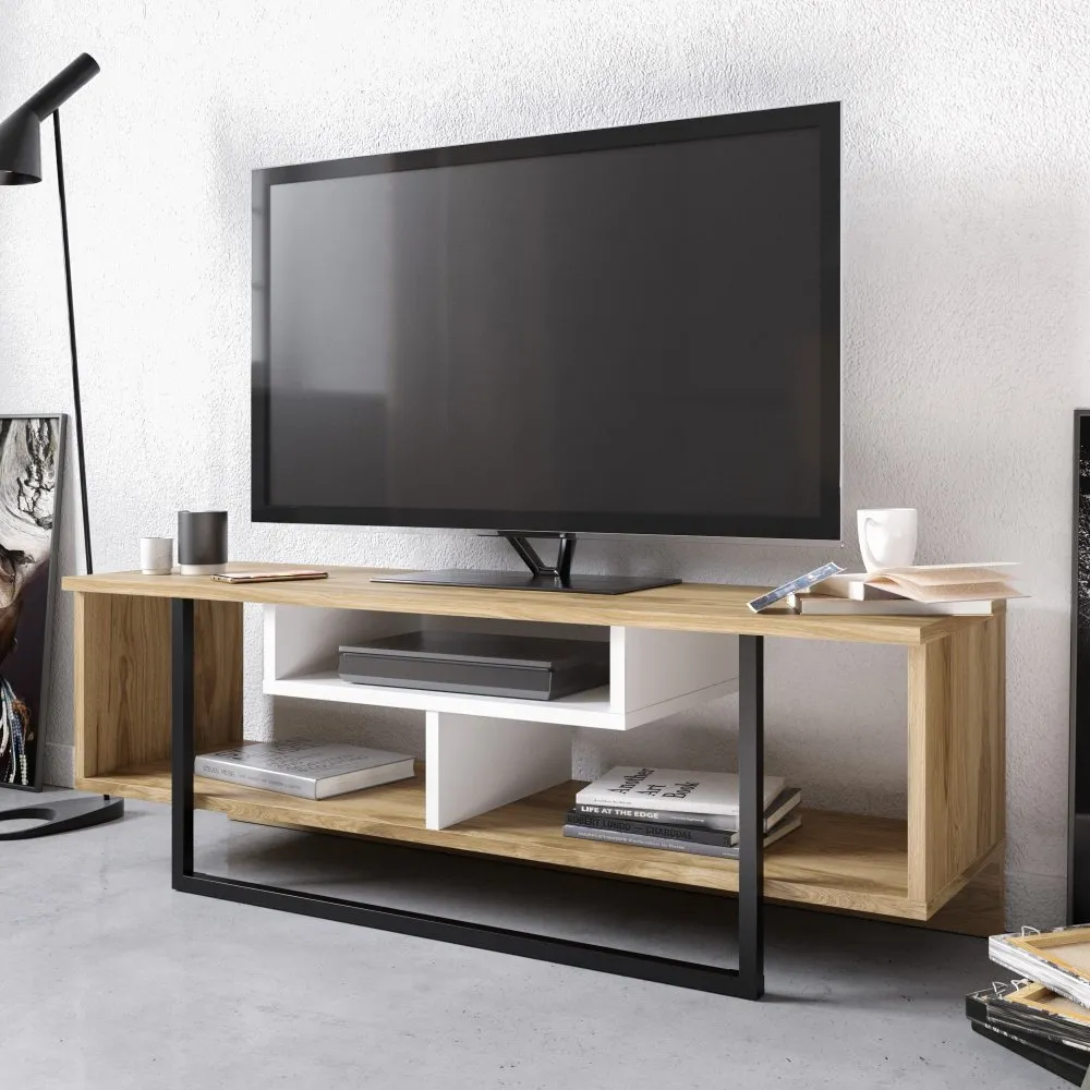 TV polica Asal (120) Oak White Black