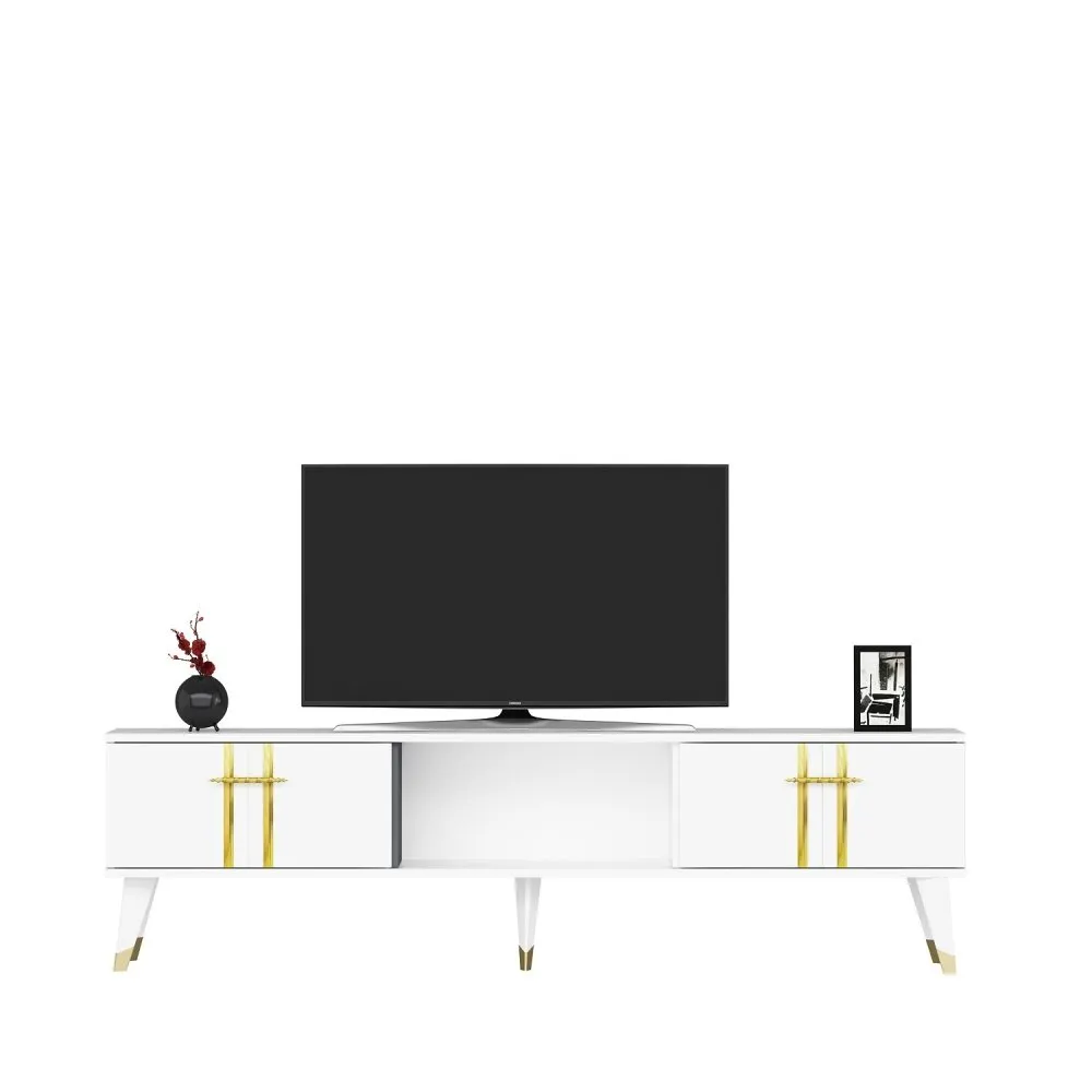 TV polica Asel White Gold