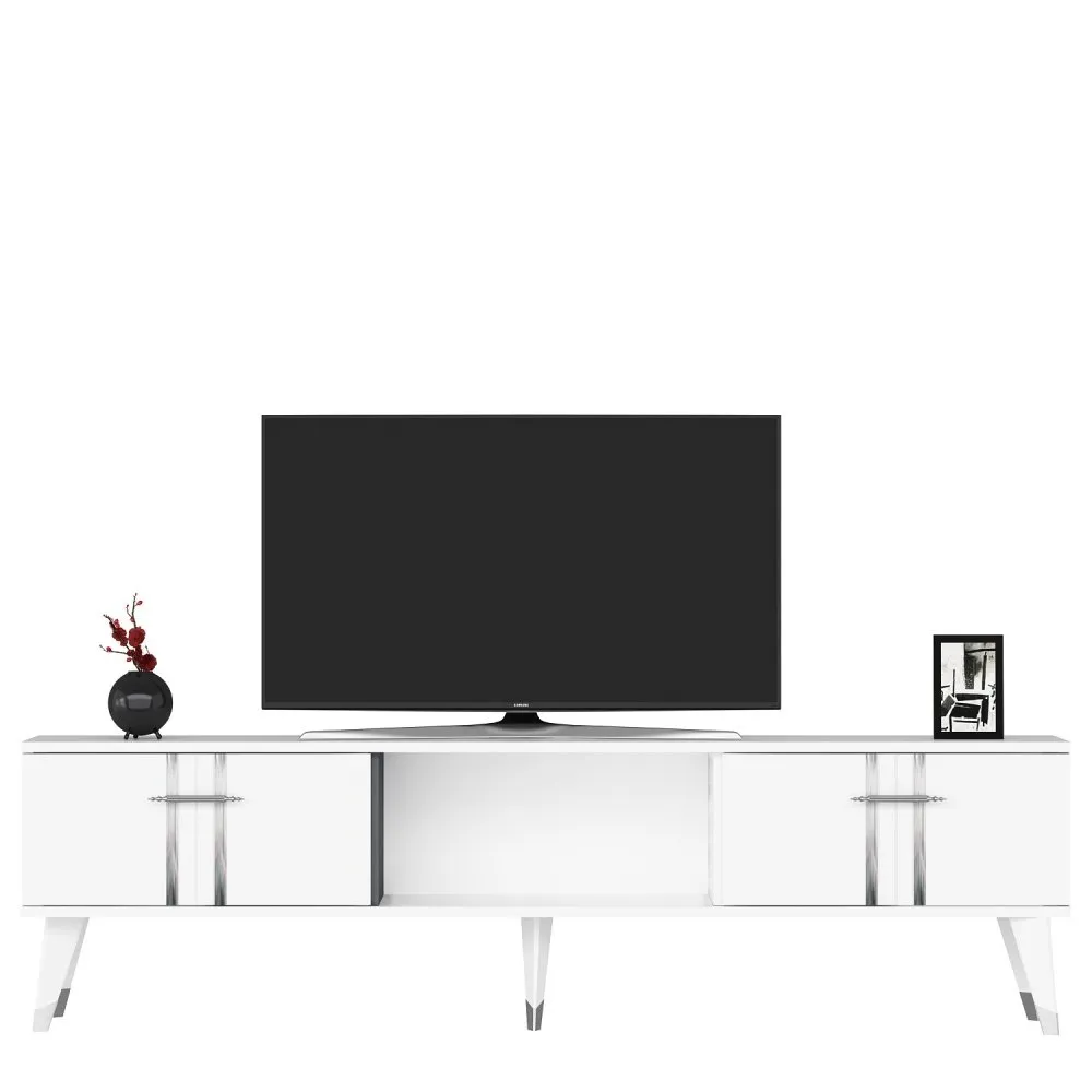 TV polica Asel White Silver