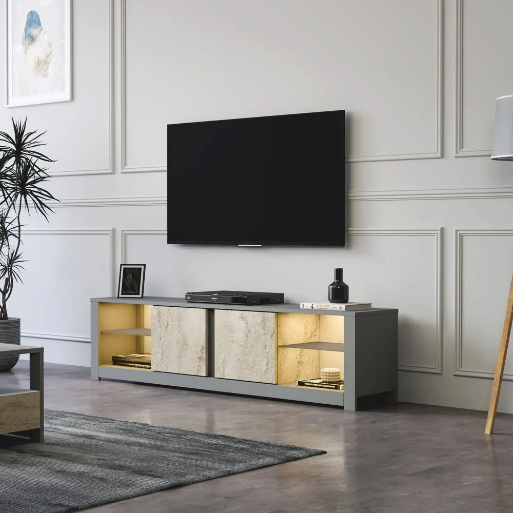 TV polica Aydos Grey Travertine