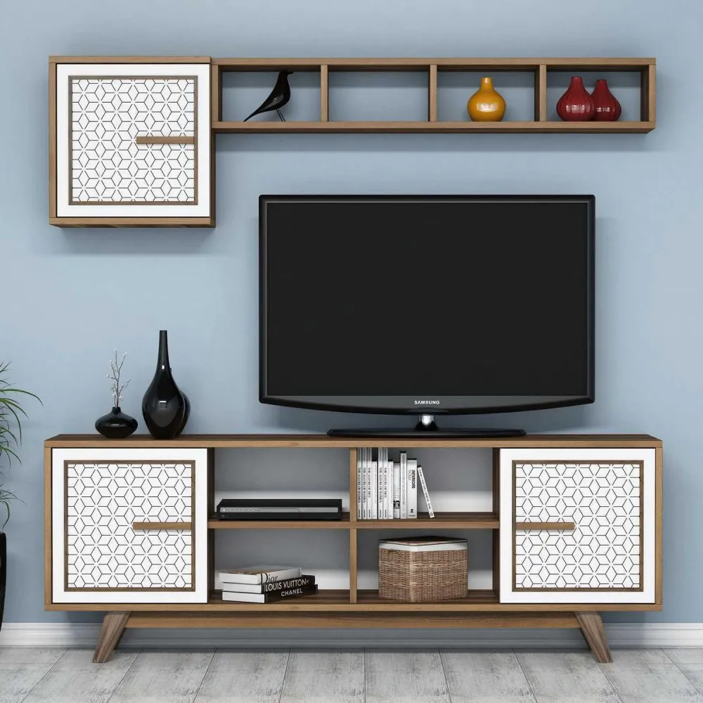 TV polica Ayla Walnut White
