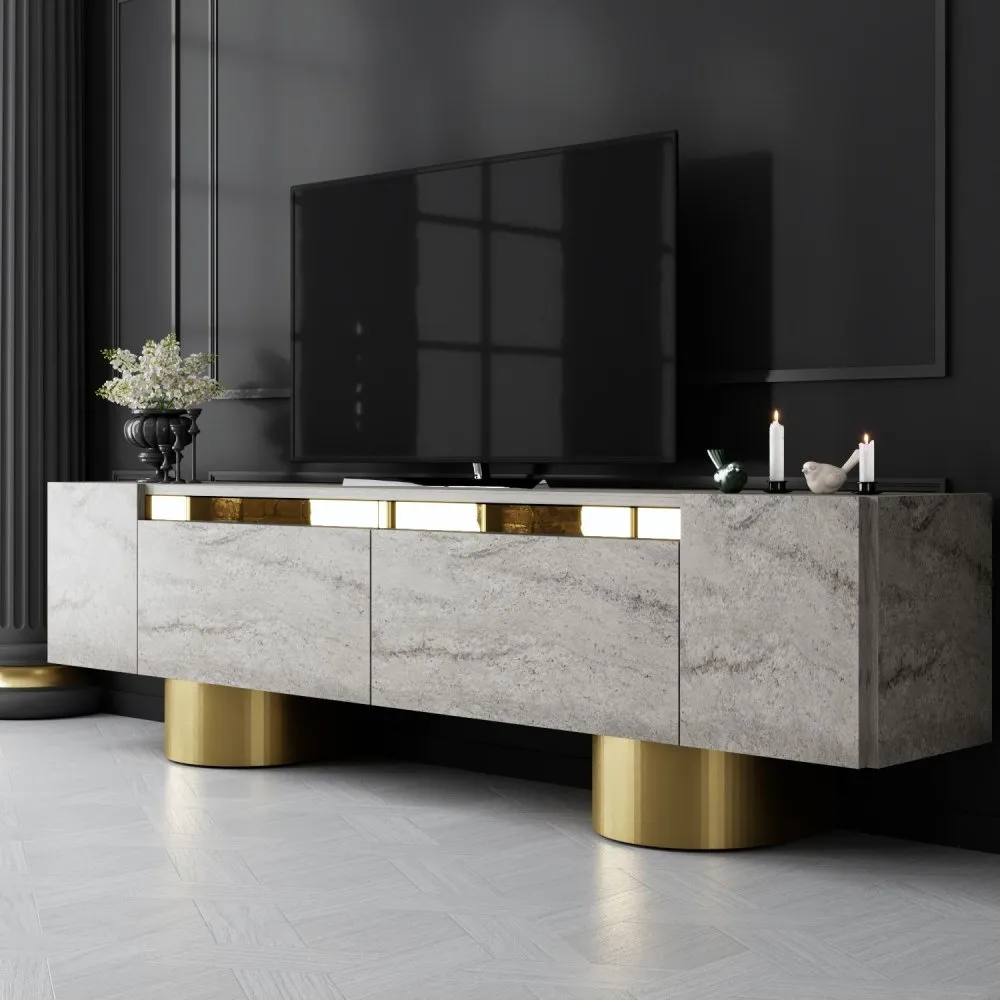 TV polica Bohem Travertine Gold