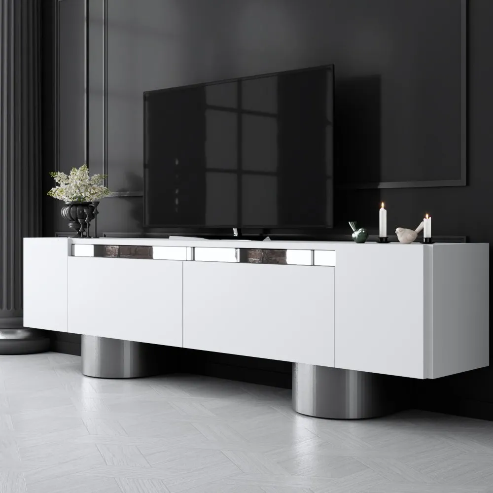 TV polica Bohem White Silver