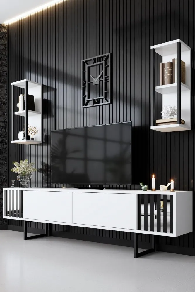 TV polica Chrome Line White Black (618BLY1143)