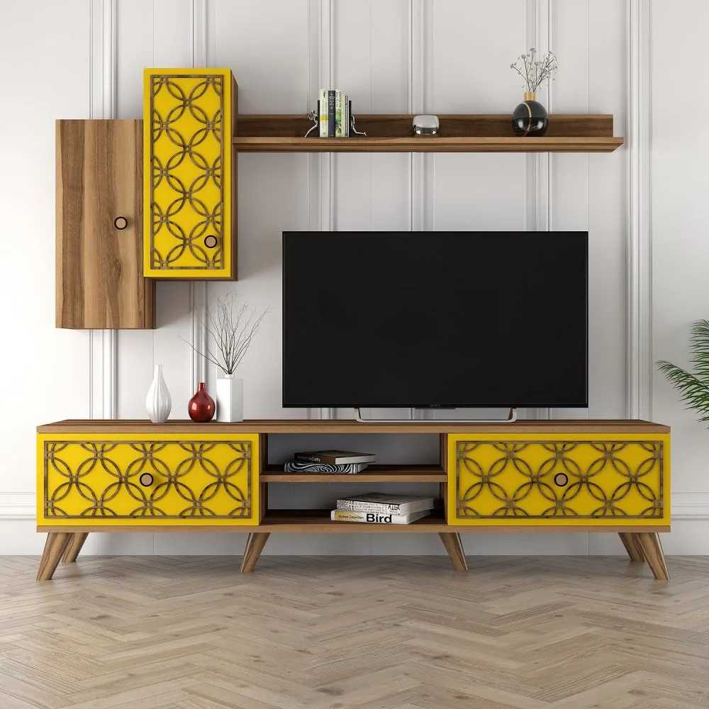 TV polica Class S Walnut Yellow