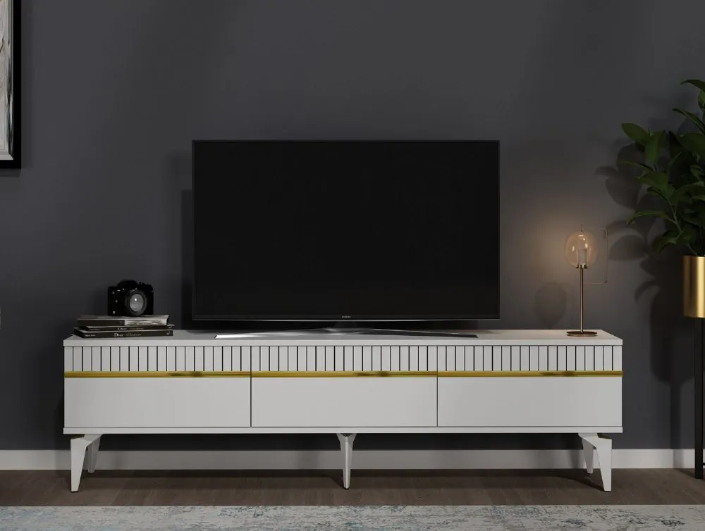 TV polica Defne White Gold