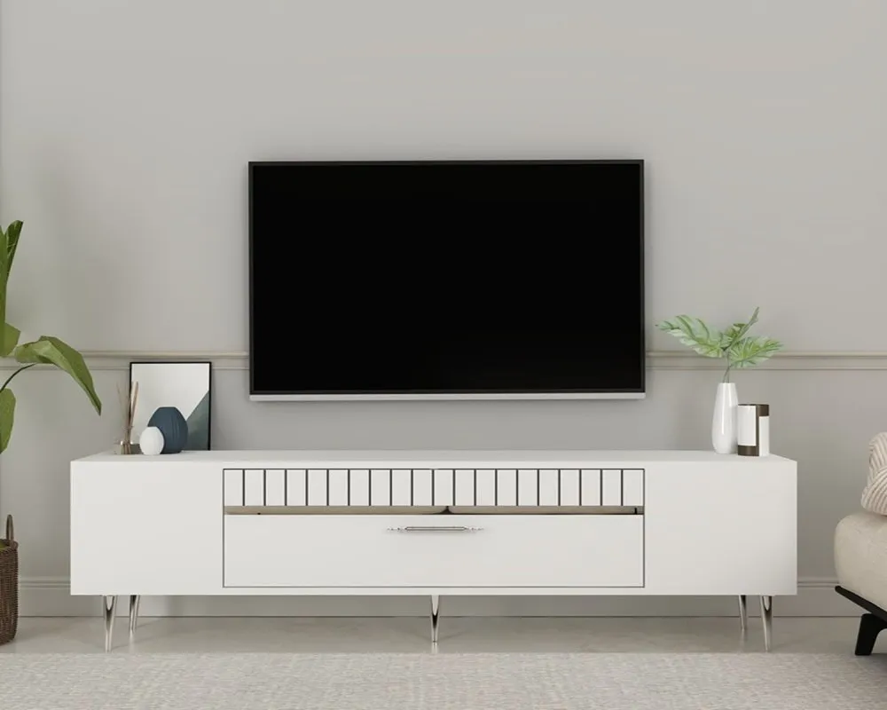 TV polica Dekolp1 White Silver