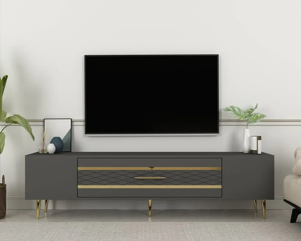 TV polica Dekolp2 Anthracite Gold