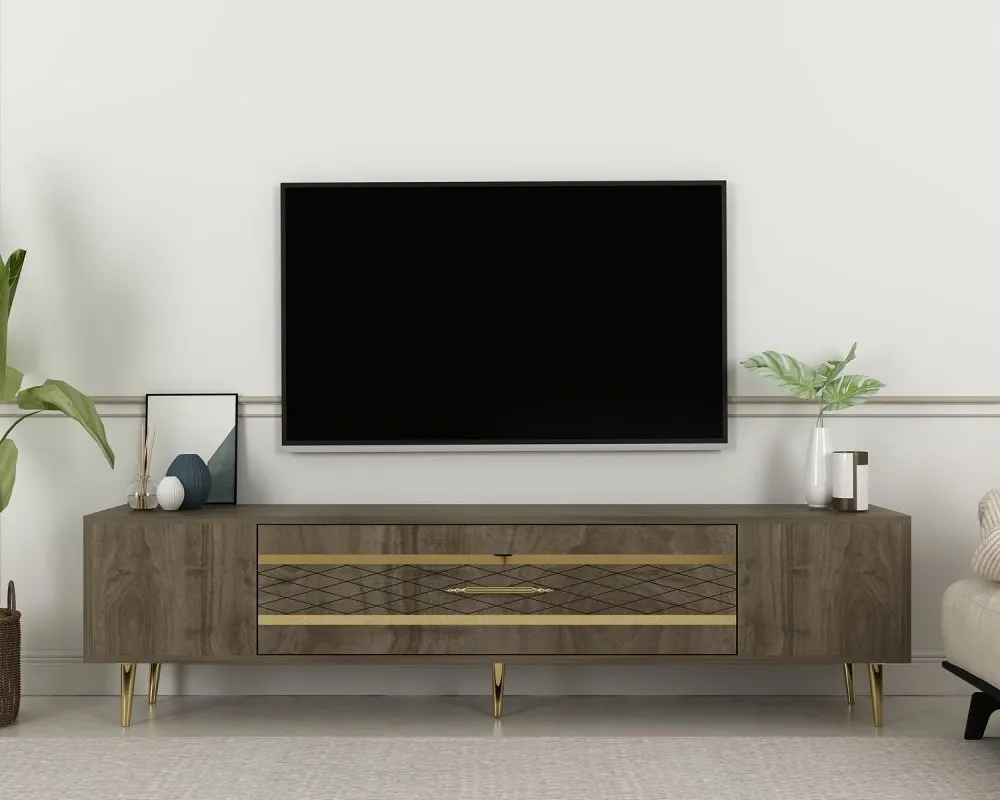 TV polica Dekolp2 Walnut Gold