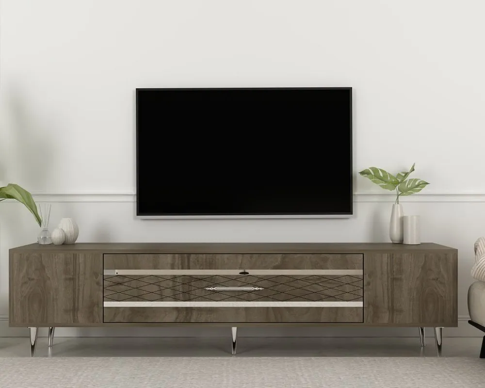 TV polica Dekolp2 Walnut Silver