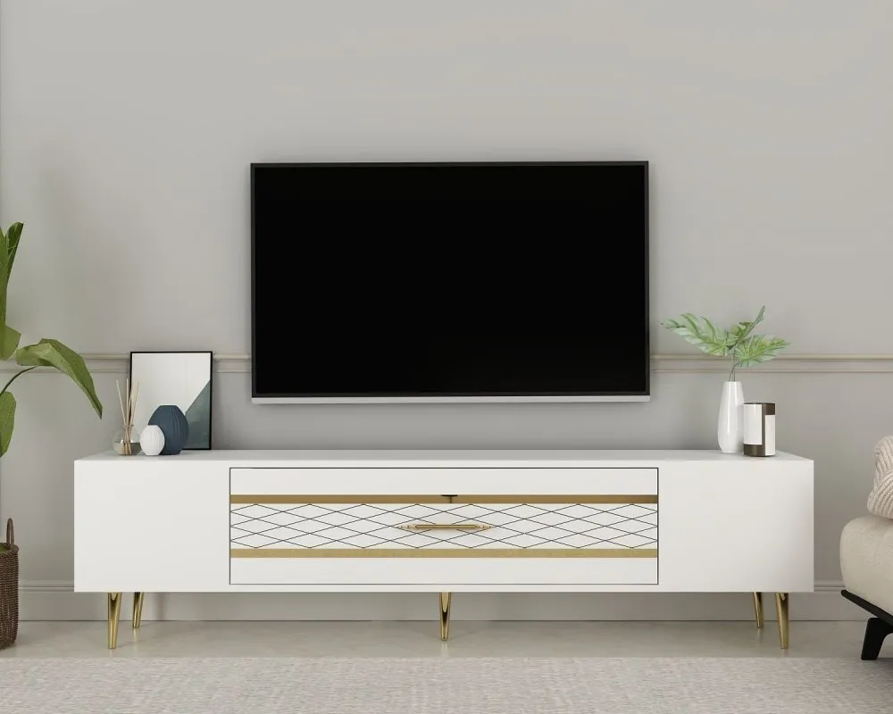 TV polica Dekolp2 White Gold