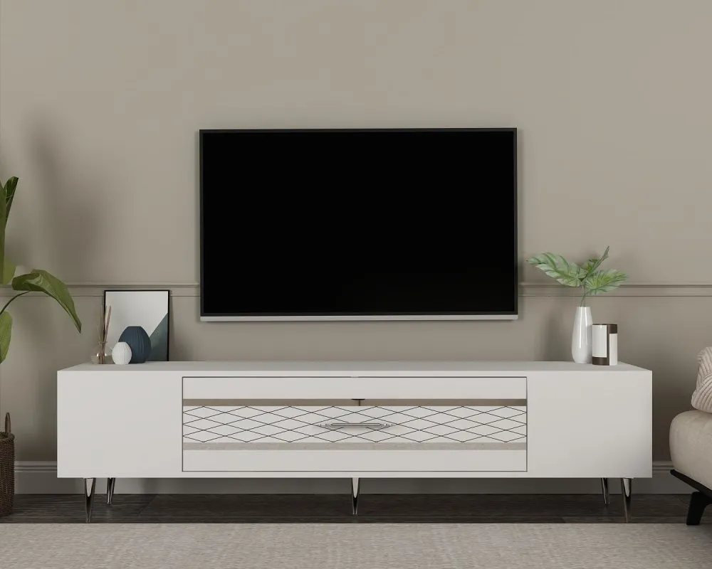TV polica Dekolp2 White Silver