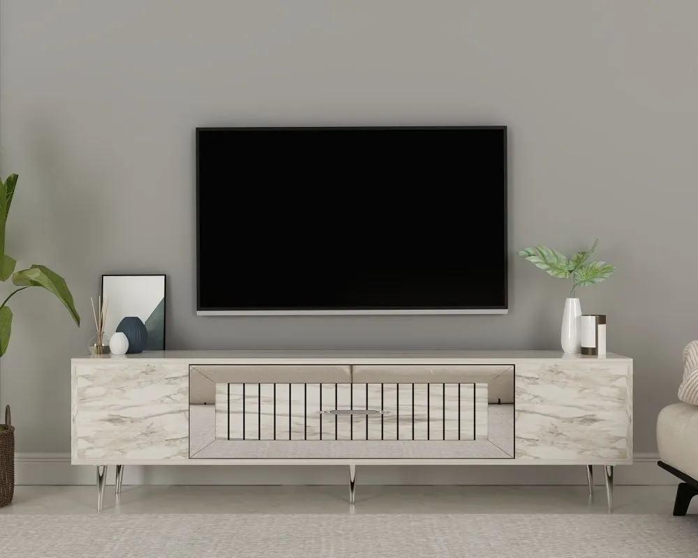 TV polica Dekolp3 Ephesus Marble Silver
