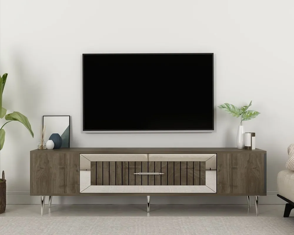 TV polica Dekolp3 Walnut Silver