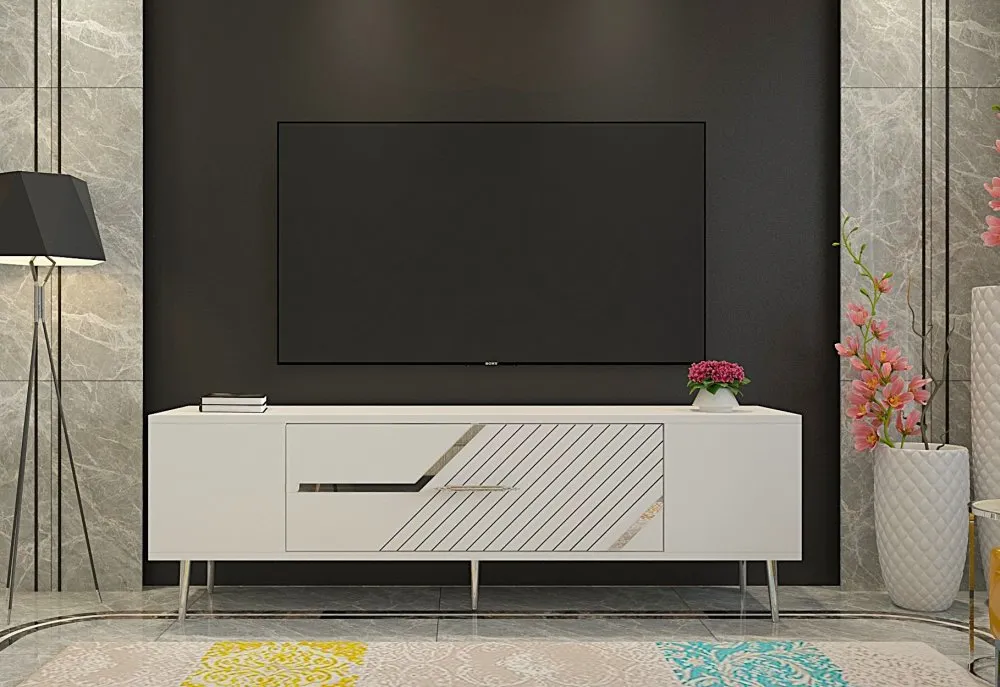 TV polica Dekolp5 White Silver