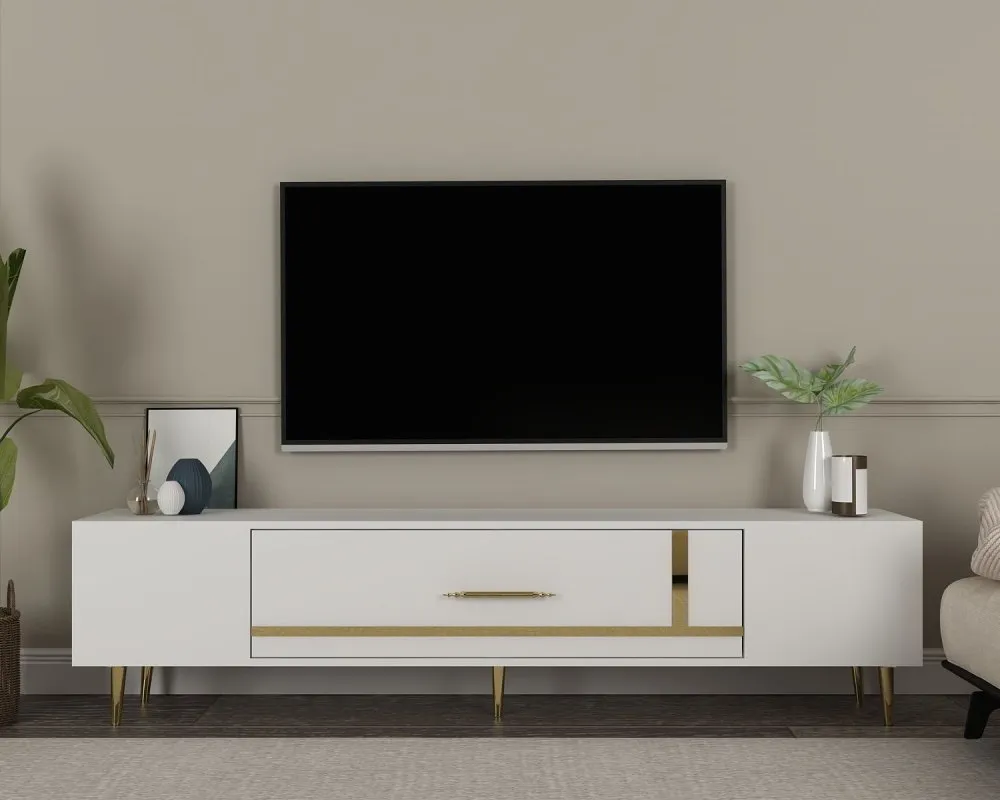 TV polica Dekop1 White Gold