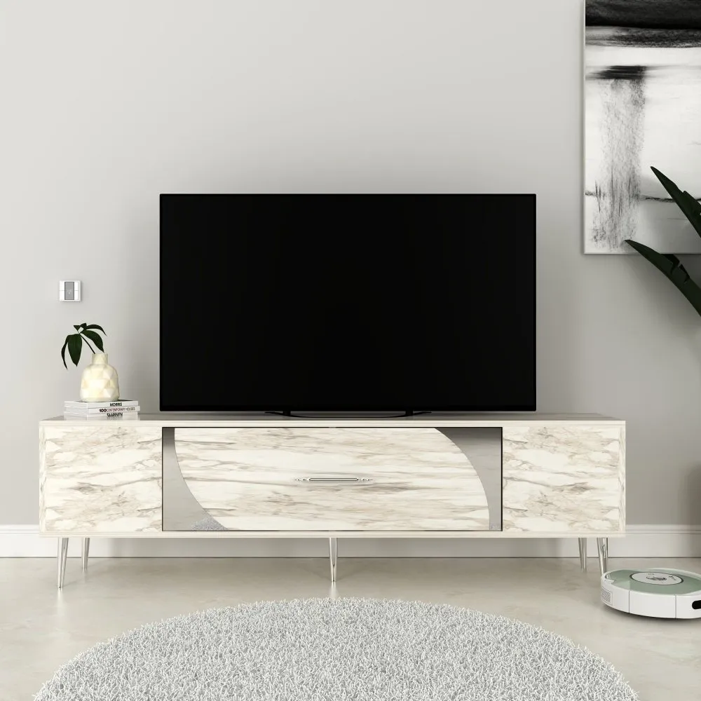 TV polica Dekop2 Ephesus Marble Silver