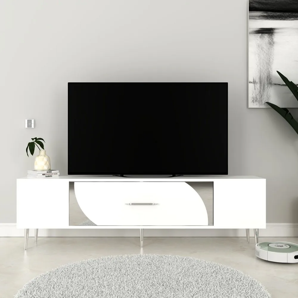 TV polica Dekop2 White Silver