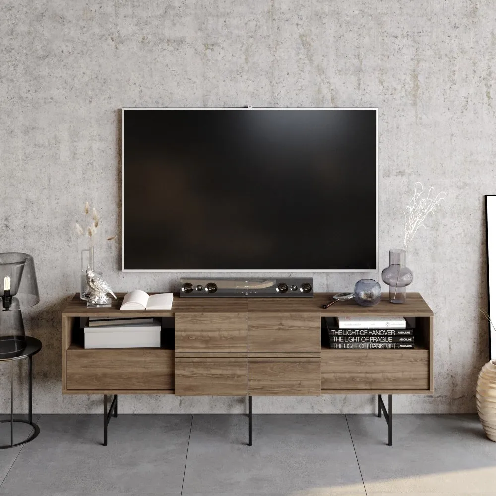 TV polica Derin Walnut Black