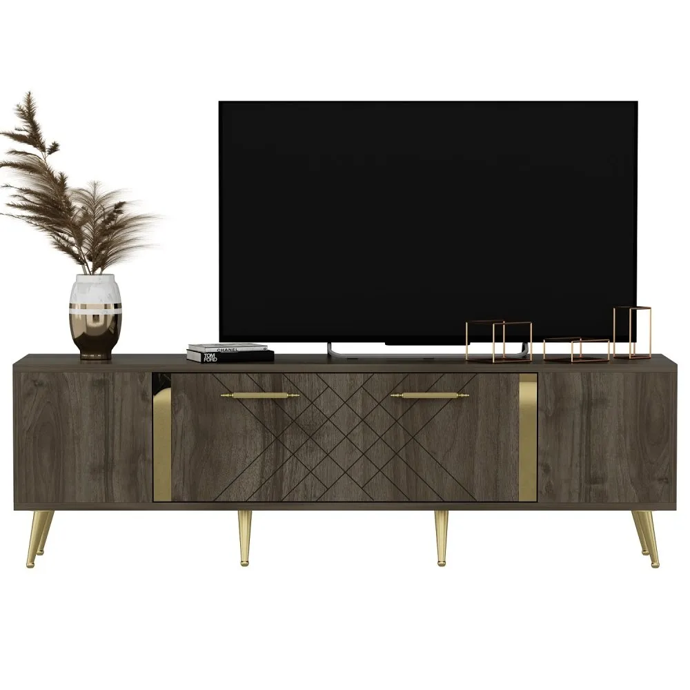 TV polica Detas Walnut Gold